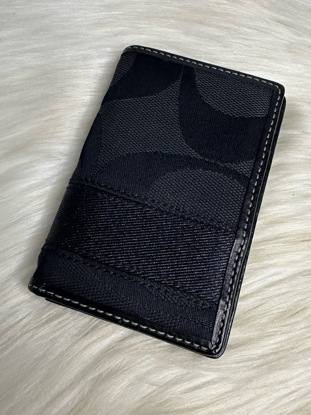 COACH Black Signature Pattern Card wallet
